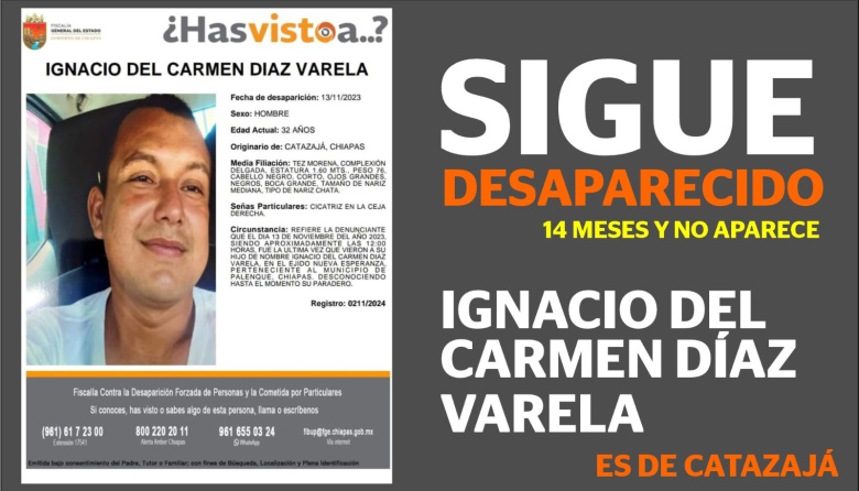 Sigue desaparecido Ignacio del Carmen Díaz Varela