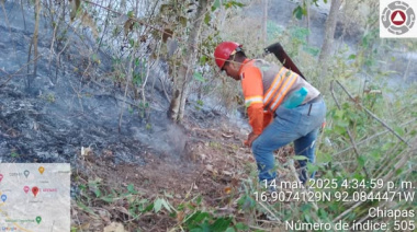 Combaten incendio en Ocosingo