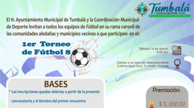 Tumbalá invita a Torneo Relámpago de Fútbol 8