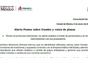 Alerta Pemex sobre fraudes y venta de plazas