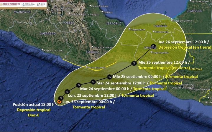  Se forma la depresión tropical 10-E en el Pacífico