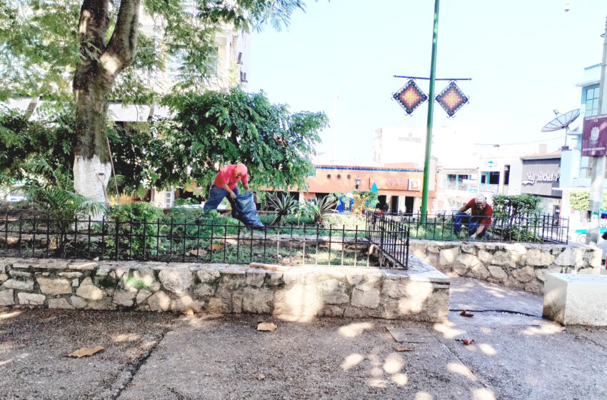  Embellecen espacios públicos; ahora le toco el parque central